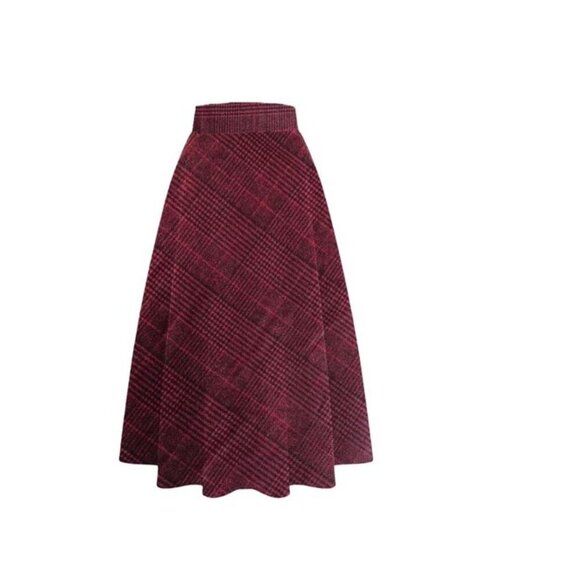 Cabincore Tartan Plaid Wool Skirt A Line Rockabilly Academia Idealsanxun - Picture 12 of 12